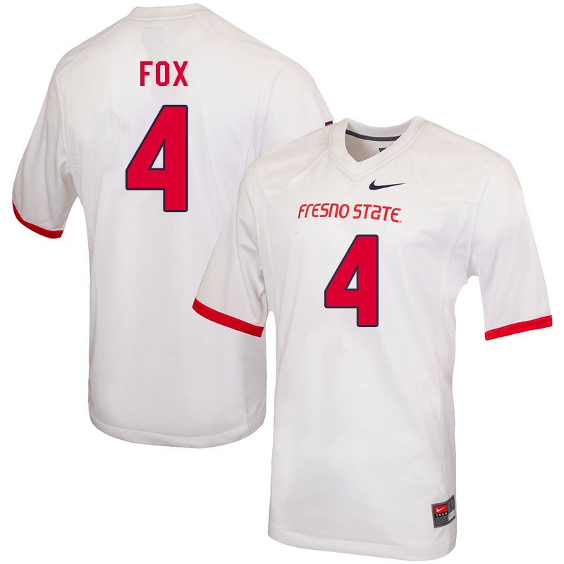 Men #4 Andres Fox Fresno State Bulldogs College Football Jerseys Sale-White - Click Image to Close